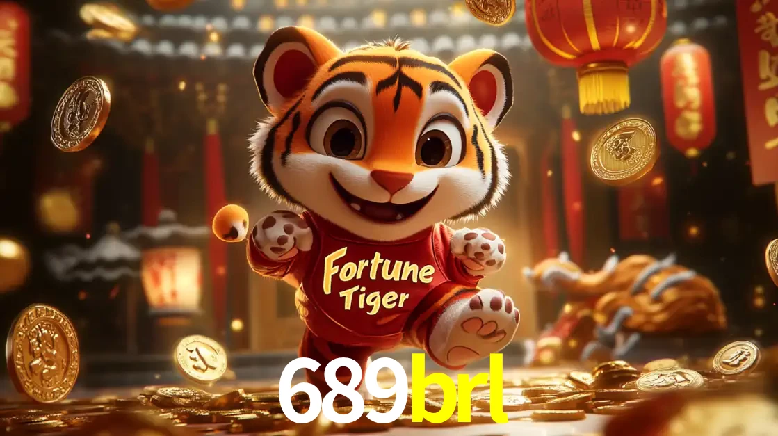 O alegre personagem do Fortune Tiger correndo sobre um caminho de moedas de ouro, simbolizando os grandes prêmios e a diversão do popular jogo de slot do 689brl.