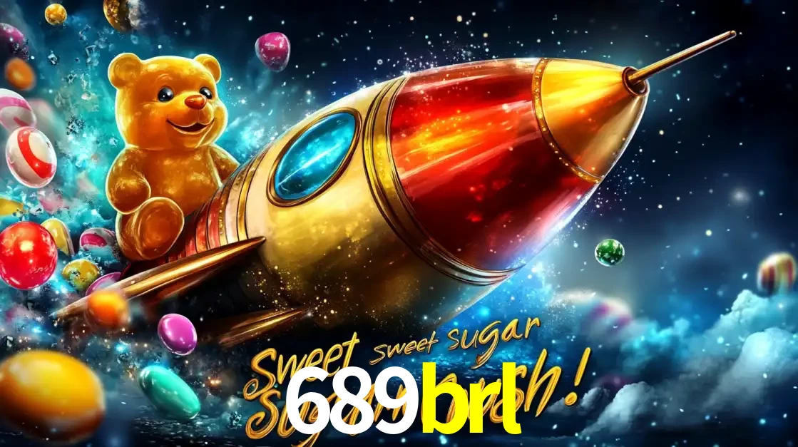 Arte promocional do jogo de slot Sugar Rush, com um urso de pelúcia em um foguete viajando pelo espaço de doces, um dos jogos divertidos disponíveis no cassino 689brl.
